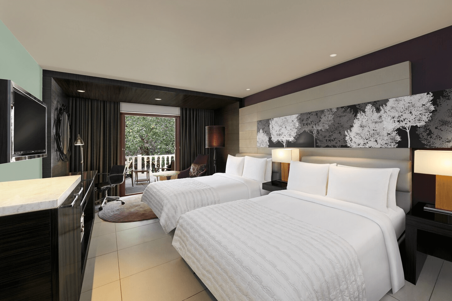 Twin/Twin Classic Forest Guest Room
